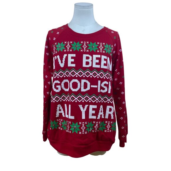 Freeze Women's Red Christmas Sweater "Ive Been Good-Ish" Large - New - Picture 1 of 10